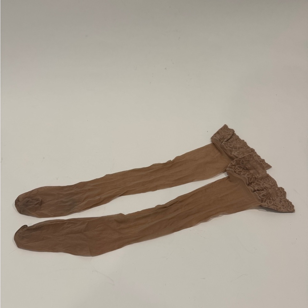 Victoria's Secret Brown Lace Top Stockings